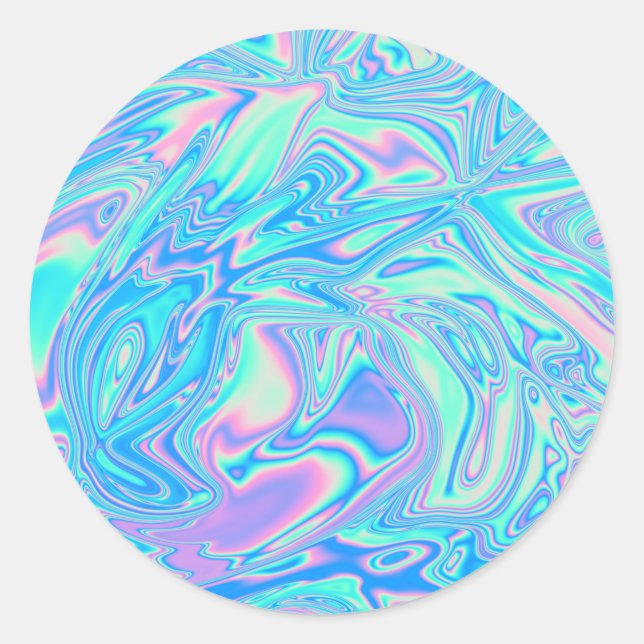 Sticker Rond Faux Holographique Bleu Personnalisé tendance (Devant)