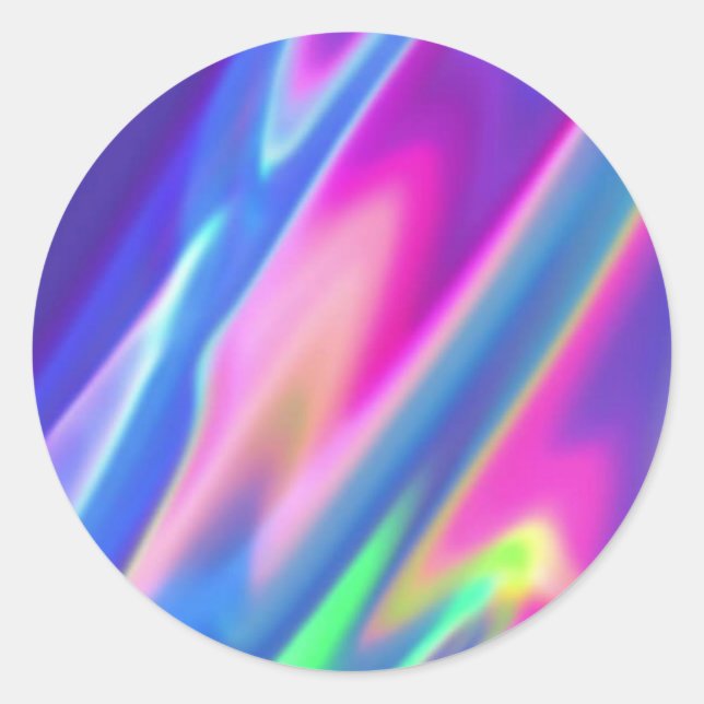 Sticker Rond Faux Holographique rose violet personnalisé tendan (Devant)