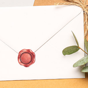 Sticker Rond Faux Initiales Monogramme Cire Rouge