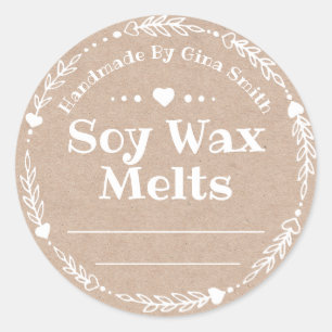 Sticker Rond Faux Kraft Pour La Cire De Soja Fabriquée À La Mai