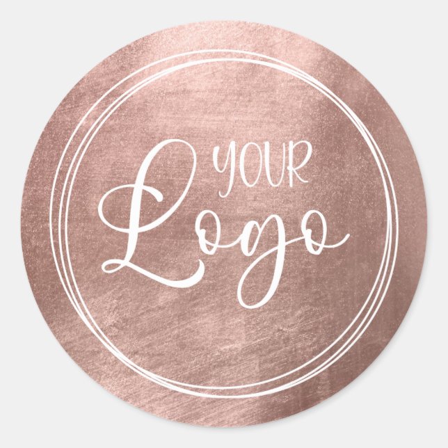 Sticker Rond Faux logo en feuille d'or rose (Devant)