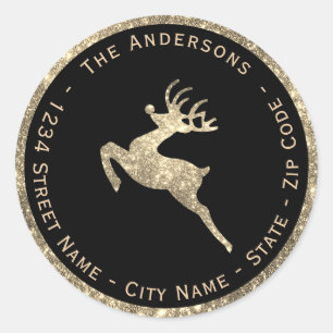 Sticker Rond Faux Parties scintillant Christmas Deer Return Adr