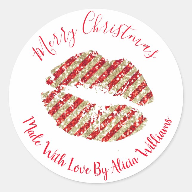 Sticker Rond Faux Parties scintillant Noël Maison fait Spa Étiq (Devant)