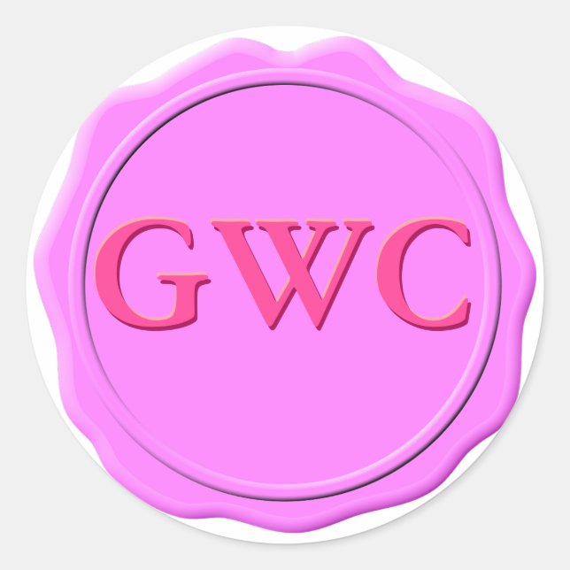 Sticker Rond Faux Pink Wax Seal Monogramme personnalisé (Devant)
