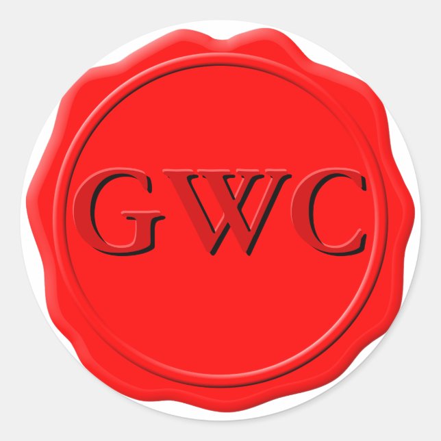 Sticker Rond Faux Red Wax Seal Monogramme personnalisé (Devant)