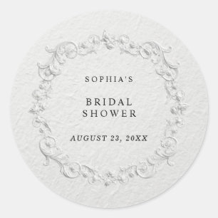 Sticker Rond Faux relief floral Fête de mariage classique Ro