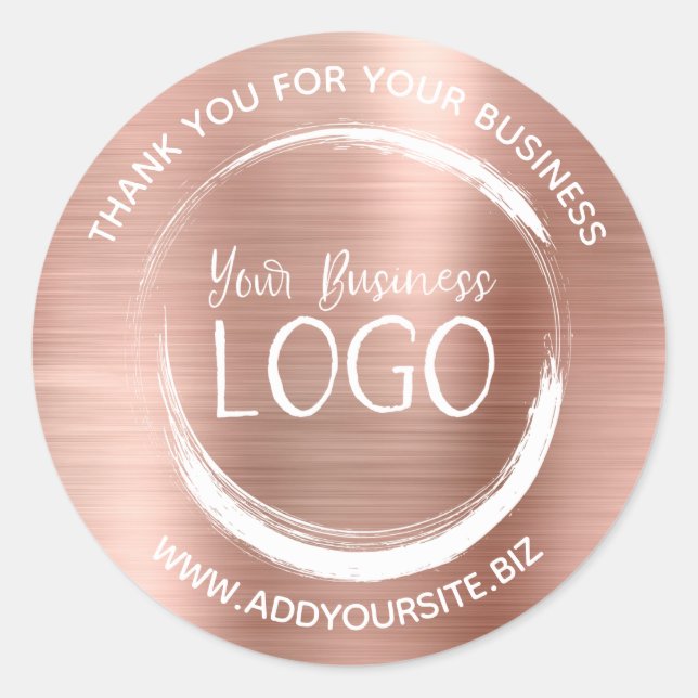 Sticker Rond Faux Rose Gold Merci pour votre entreprise (Devant)