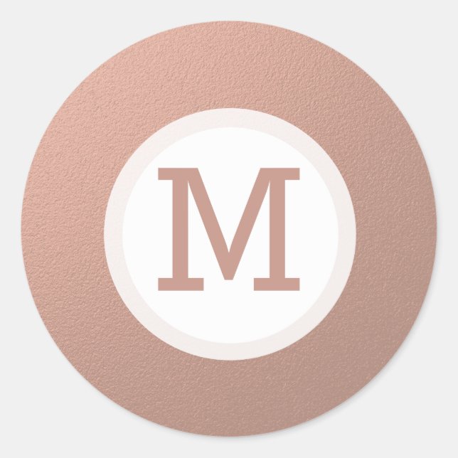 Sticker Rond Faux Rose Monogramme d'huile d'or Sceau initial (Devant)