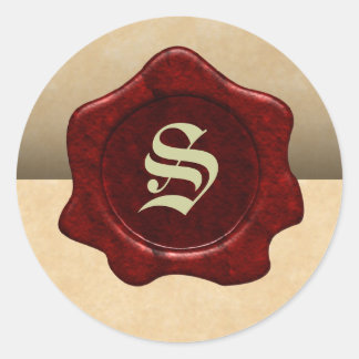 Sticker Rond Faux Sceau de cire et parchemin Goth Vintage