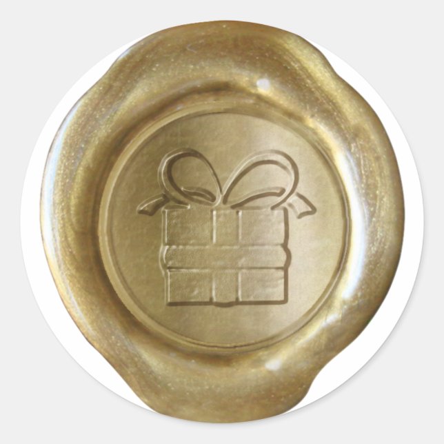Sticker Rond Faux sceau de cire - Or - Cadeau (Devant)