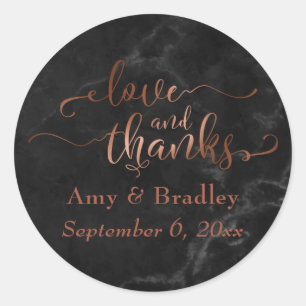 Sticker Rond Faux script d'amour et de remerciements en cuivre