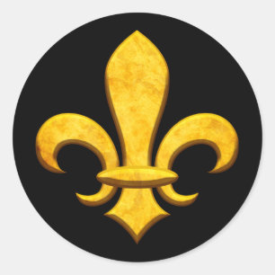 Sticker Rond Faux Stone Gold Fleur de lis