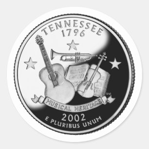 Sticker Rond Faux Tennessee State Quarter