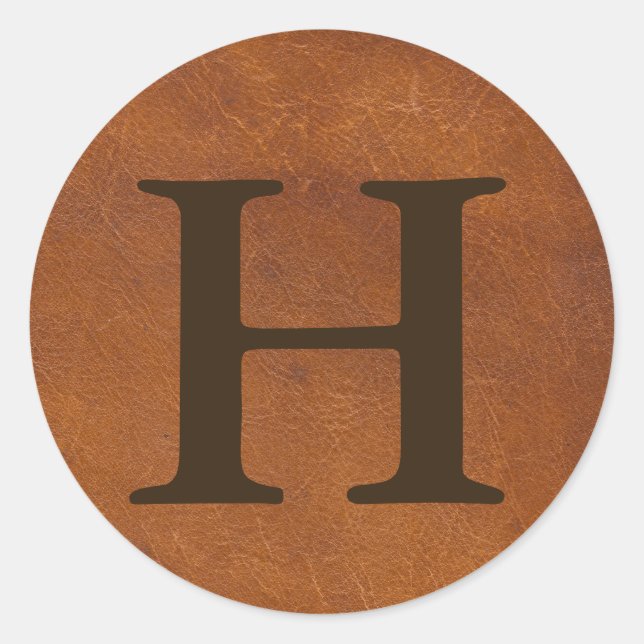 Sticker Rond Faux Texture en Cuir Brown (Devant)