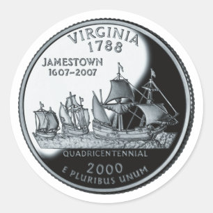 Sticker Rond Faux Virginia State Quarter