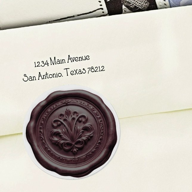 Sticker Rond Faux Wax Envelope Seal Style 4 Dark Chocolate (Créateur téléchargé)