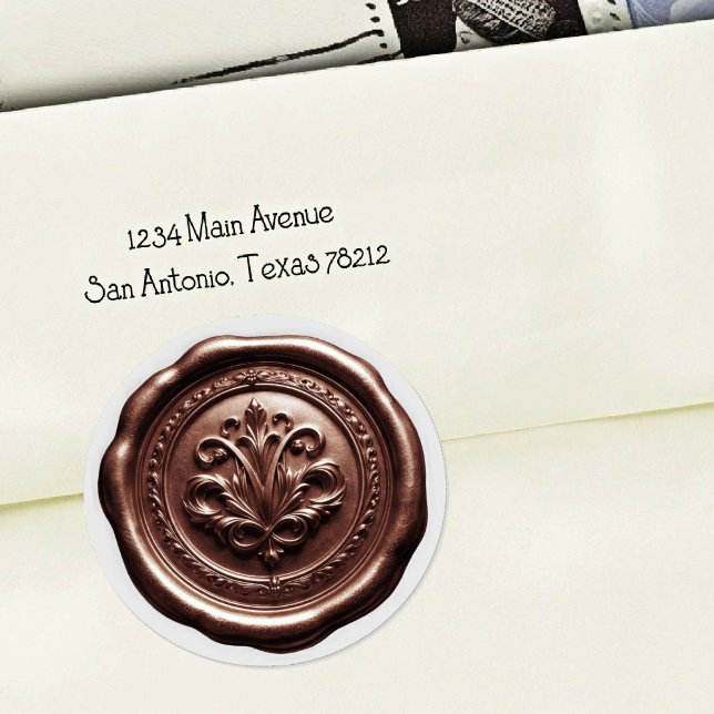 Sticker Rond Faux Wax Envelope Seal Style 4 Milk Chocolate 2 (Créateur téléchargé)