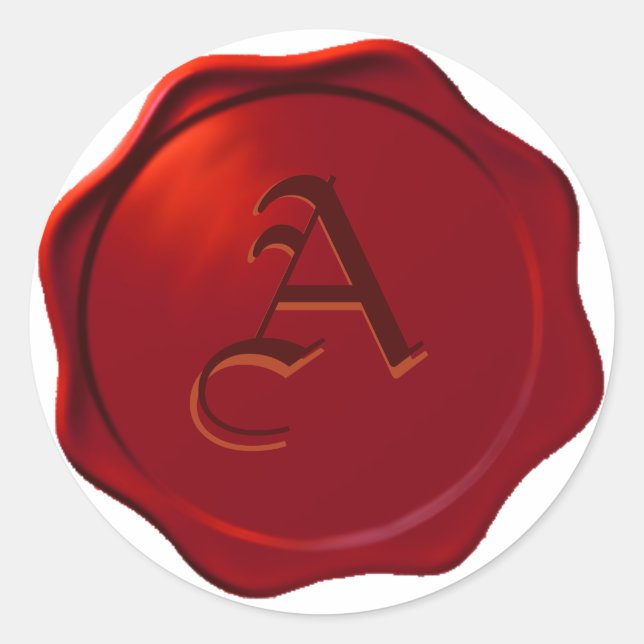 Sticker Rond Faux Wax Seal 2 avec votre choix initial! (Devant)