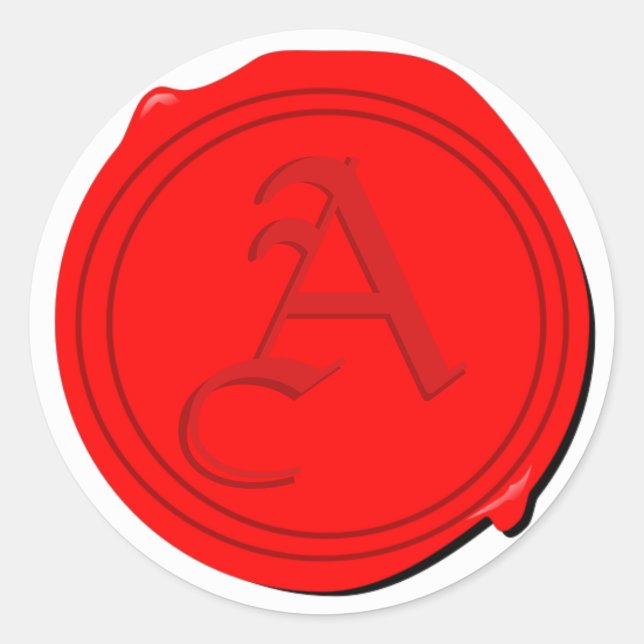 Sticker Rond Faux Wax Seal avec votre choix initial! (Devant)