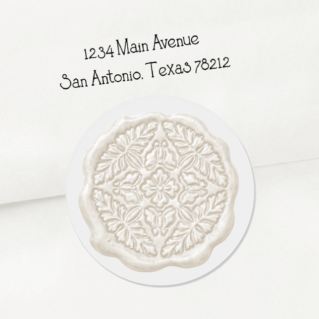 Sticker Rond Faux Wax Seal, Cream (Créateur téléchargé)