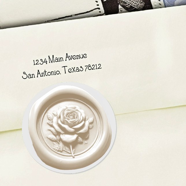 Sticker Rond Faux Wax Seal Cream Rose Deep Impression (Créateur téléchargé)