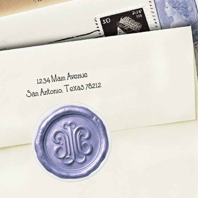 Sticker Rond Faux Wax Seal Deep Impression Blue 4 (Créateur téléchargé)