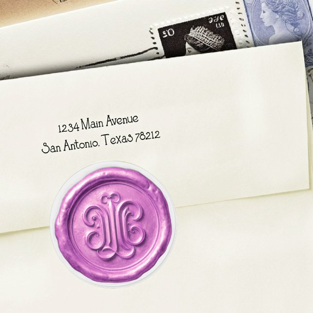 Sticker Rond Faux Wax Seal Deep Impression Orchid Purple (Créateur téléchargé)