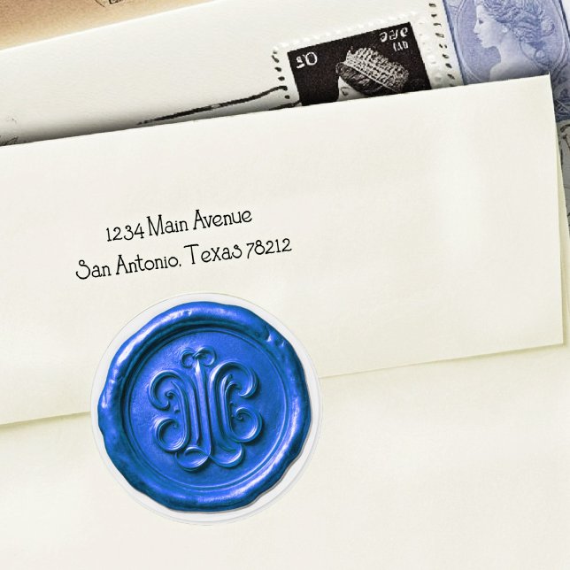 Sticker Rond Faux Wax Seal Deep Impression True Blue (Créateur téléchargé)