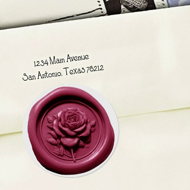 Sticker Rond Faux Wax Seal Pink 7 Rose Deep Impression (Créateur téléchargé)