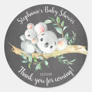 Sticker Rond Faveur adorable de baby shower d'ours de koala de