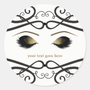 Sticker Rond Faveur Cils Maquillage Doré Glamour Ornement Vinta