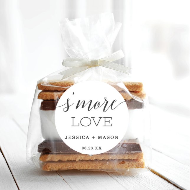 Sticker Rond Faveur d'amour S'More d'élégance minimale (Créateur téléchargé)