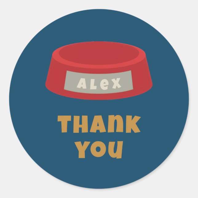 Sticker Rond Faveur d'anniversaire de fête de chiot bleu (Devant)