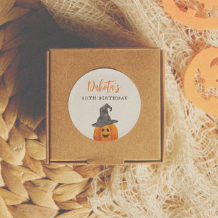 Sticker Rond Faveur d'anniversaire Halloween citrouille Trick o
