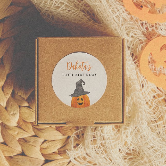 Sticker Rond Faveur d'anniversaire Halloween citrouille Trick o (Créateur téléchargé)