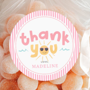 Sticker Rond Faveur d'anniversaire pour filles Été Deux à la Pi