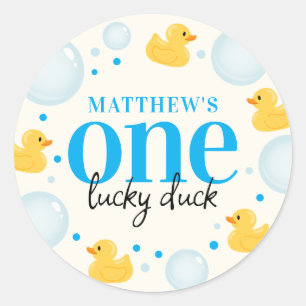 Sticker Rond Faveur d'anniversaire pour un canard chanceux 1 an