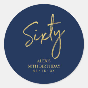 Sticker Rond Faveur d'anniversaire soixante ans avec lettrage o