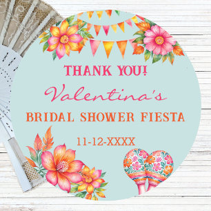 Sticker Rond Faveur de Baby Shower Fête Fleurs Roses