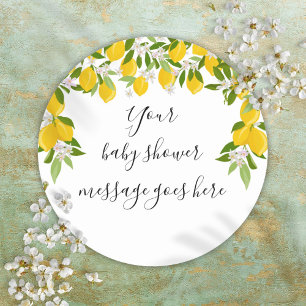 Sticker Rond Faveur de Baby Shower Floral de Citron Vert