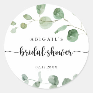 Sticker Rond Faveur de Baby Shower Green Delight Eucalyptus 