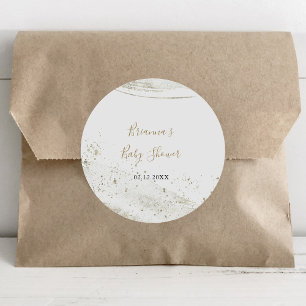 Sticker Rond Faveur de baby shower minimaliste en or simple