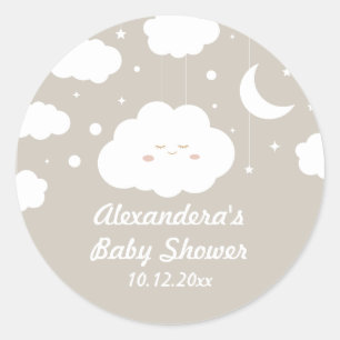 Sticker Rond Faveur de Baby Shower Nuage
