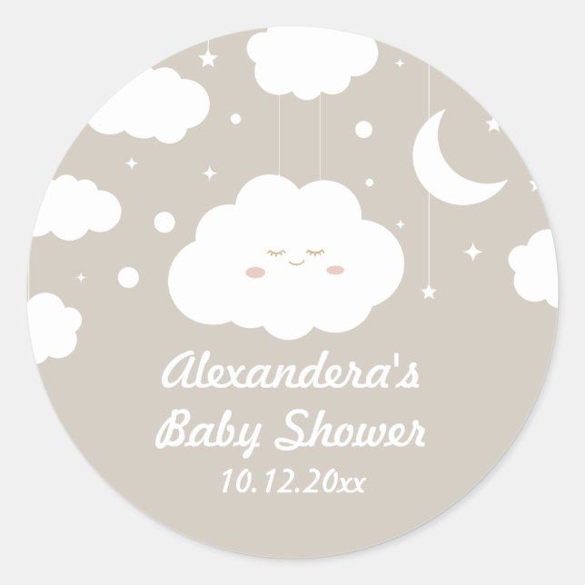 Sticker Rond Faveur de Baby Shower Nuage (Devant)