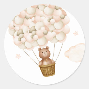 Sticker Rond Faveur de Baby Shower Ours en peluche à peine atte