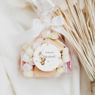 Sticker Rond Faveur de Baby Shower Ourson Bohème