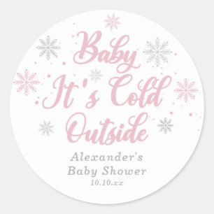 Sticker Rond Faveur de Baby Shower pour un Conte de Fées Hivern