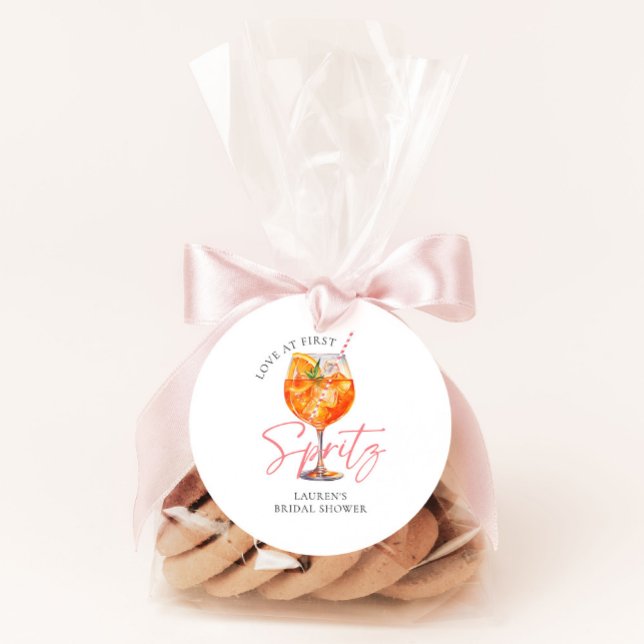 Sticker Rond Faveur de Baby Shower Rose Amour Au Premier Spritz (Créateur téléchargé)