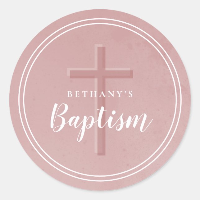 Sticker Rond Faveur de baptême simple croix ou enveloppe (Devant)