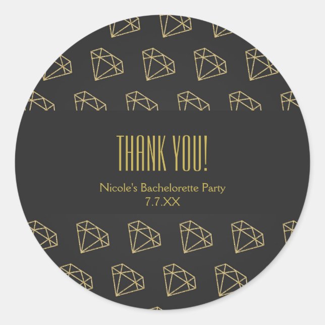 Sticker Rond Faveur de célibataire de design moderne en diamant (Devant)